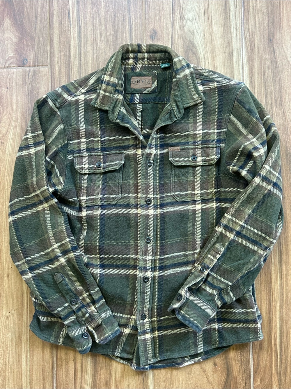 Jachs Men’s Green Plaid Flannel Shirt Jacket Shacket Utility Pockets M